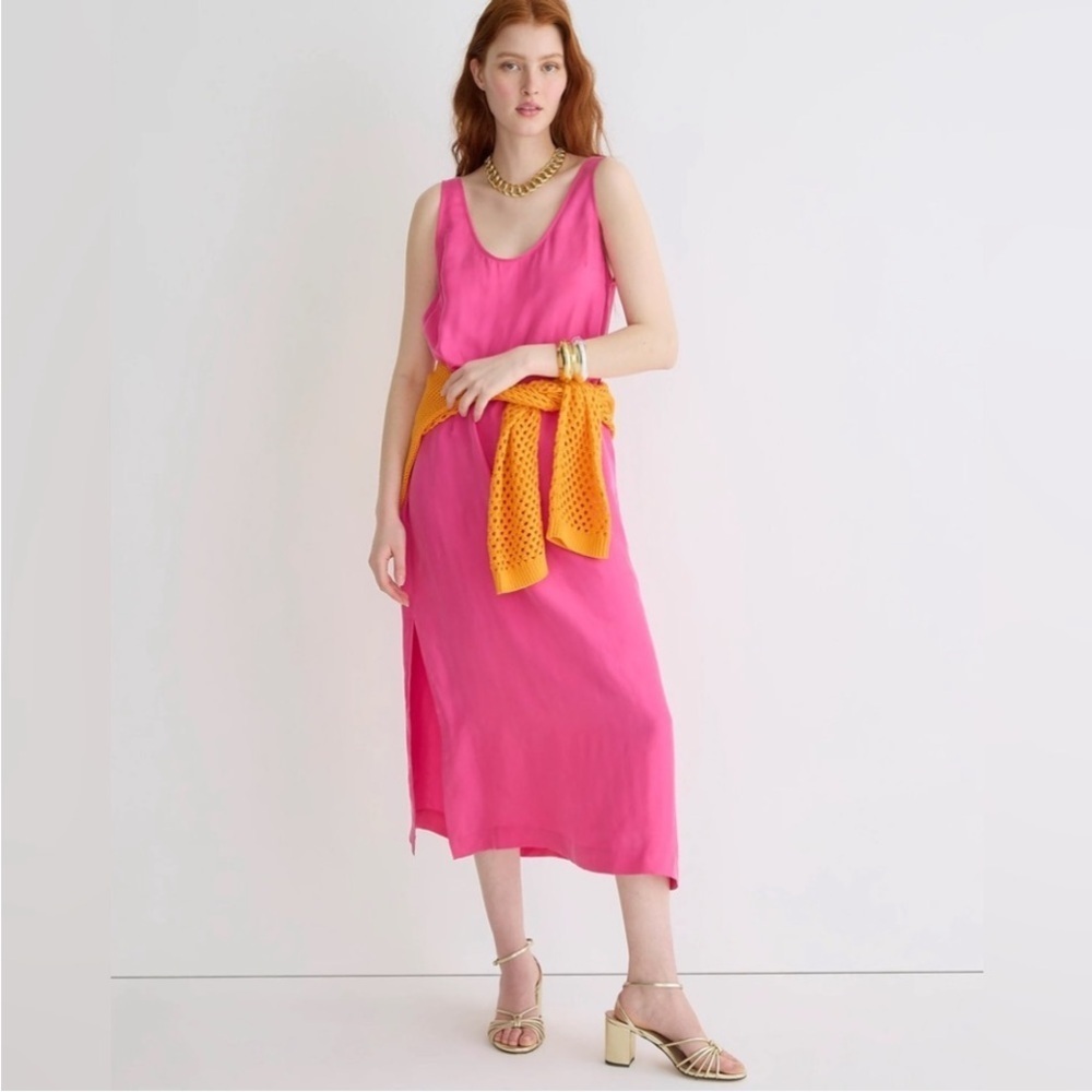 J. Crew Fuchsia Scoopneck Cupro Slip Dress